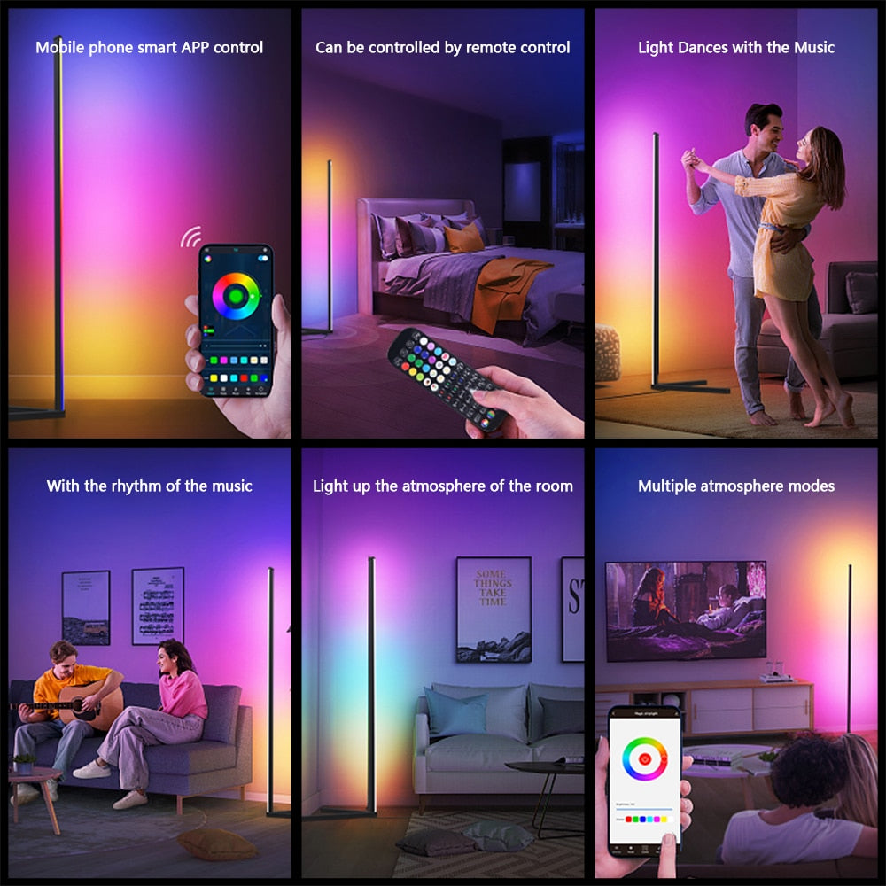 RGB LED 52 Key Remote Control/Bluetooth/WiFi Floor lamp