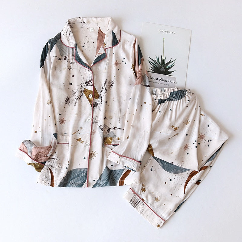 Women's Long-sleeved Floral Pajamas