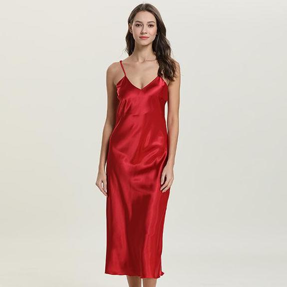 Satin Rayon Suspender Long Nightgown