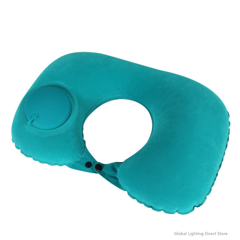 U-Shape Neck Cushion Travel Pillow Automatic Air Inflatable Airplane Car Pillows Ring Pillow Folding Press Type Bed Pillows 2#1