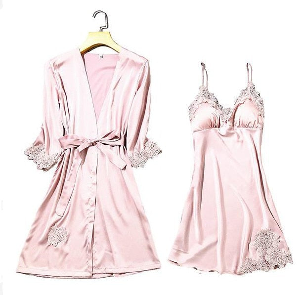 Women's Satin Lace Pajama Set