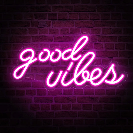 LED "Good Vibes" Neon Sign Light