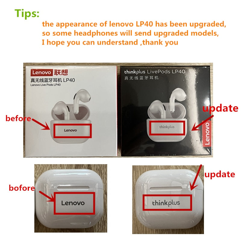 Lenovo LP40 TWS Bluetooth Earbuds Touch Control