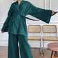 NHKDSASA Kimono Women's Pajamas, Cotton Crepe Long-Sleeved