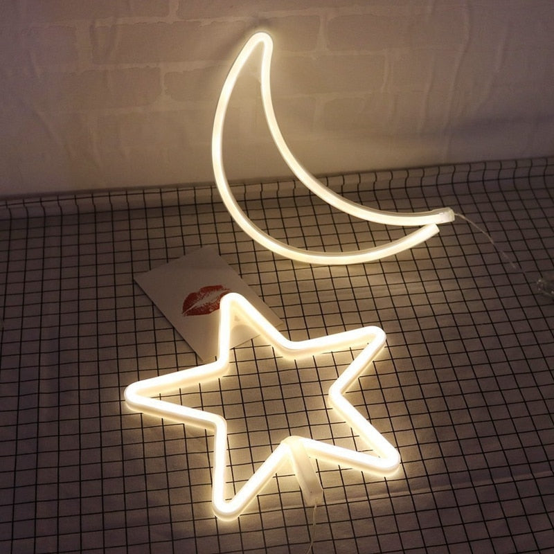 LED Cloud, Moon, Star Night Designs Neon Light