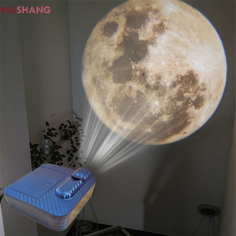 Aurora Moon Galaxy Projection Lamp Creative Background Atmosphere Night Light Earth Projector Photography Lamp