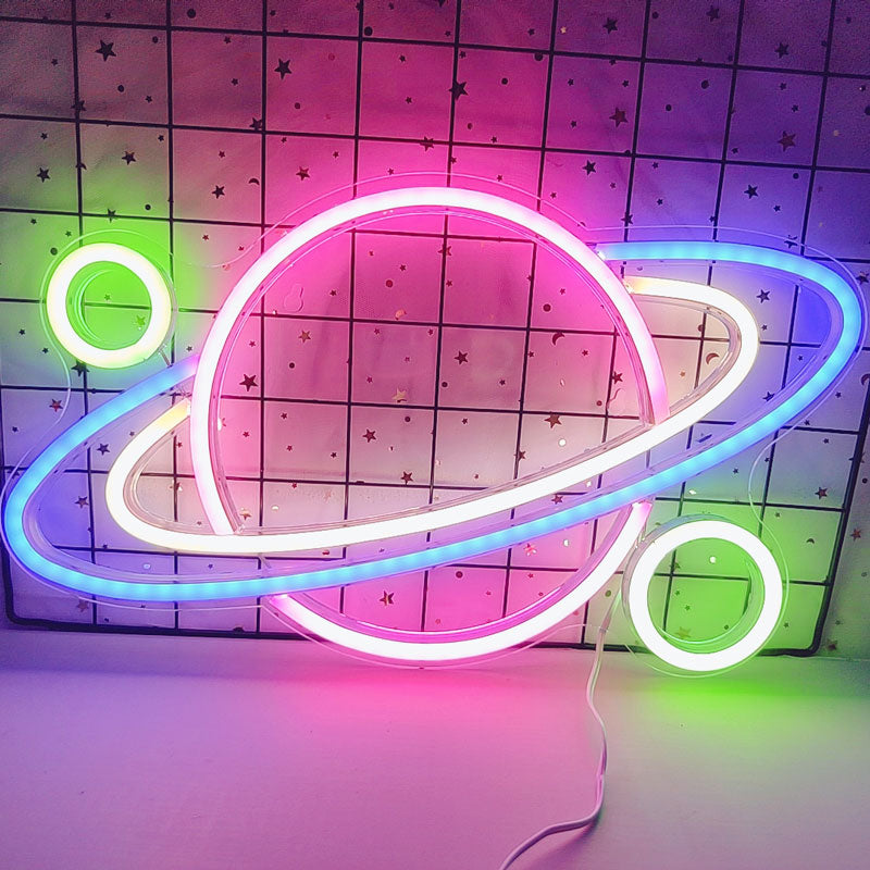 Planet Spaceship Astronaut Neon Sign/Light