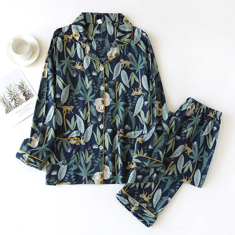 Women's Long-sleeved Floral Pajamas