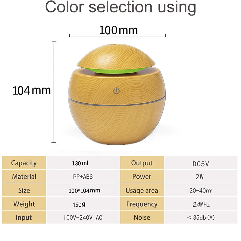 Wood Ultrasonic Humidifier Electric Air Aroma Diffuser