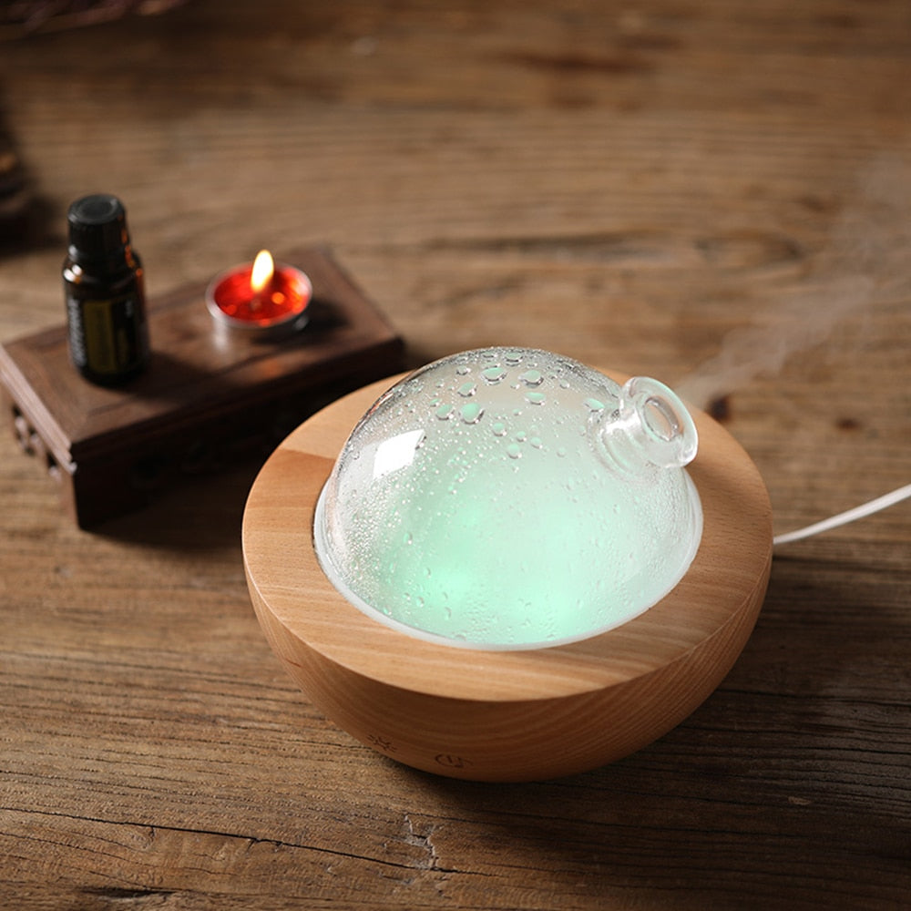 Wood Humidifier Diffuser 150ML Bluetooth Spray Aroma Mute Large Capacity Night Light