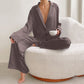 Hiloc Oversized Satin Silk Sleepwear Low Cut Pajamas For Women
