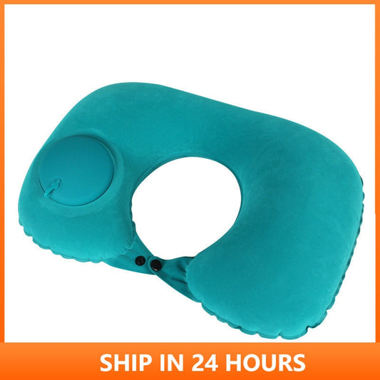 U-Shape Neck Cushion Travel Pillow Automatic Air Inflatable Airplane Car Pillows Ring Pillow Folding Press Type Bed Pillows 2#1