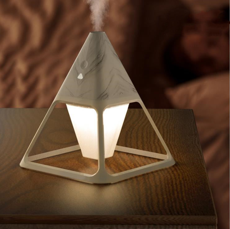 USB Wood Grain Volcanic Pyramid Humidifier