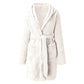 Solid Colour Hooded Home Warm Bathrobe For Women