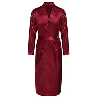 Men's Satin Rayon Robe Gown Solid Color Kimono