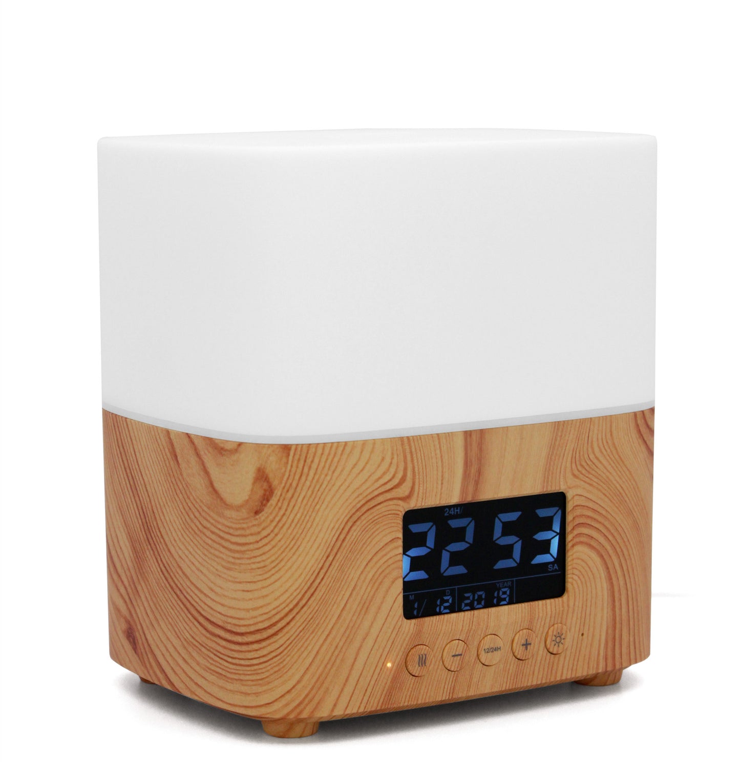 Ultrasonic Essential Oil Aroma Diffuser Humidifier Wood Grain Alarm Clock